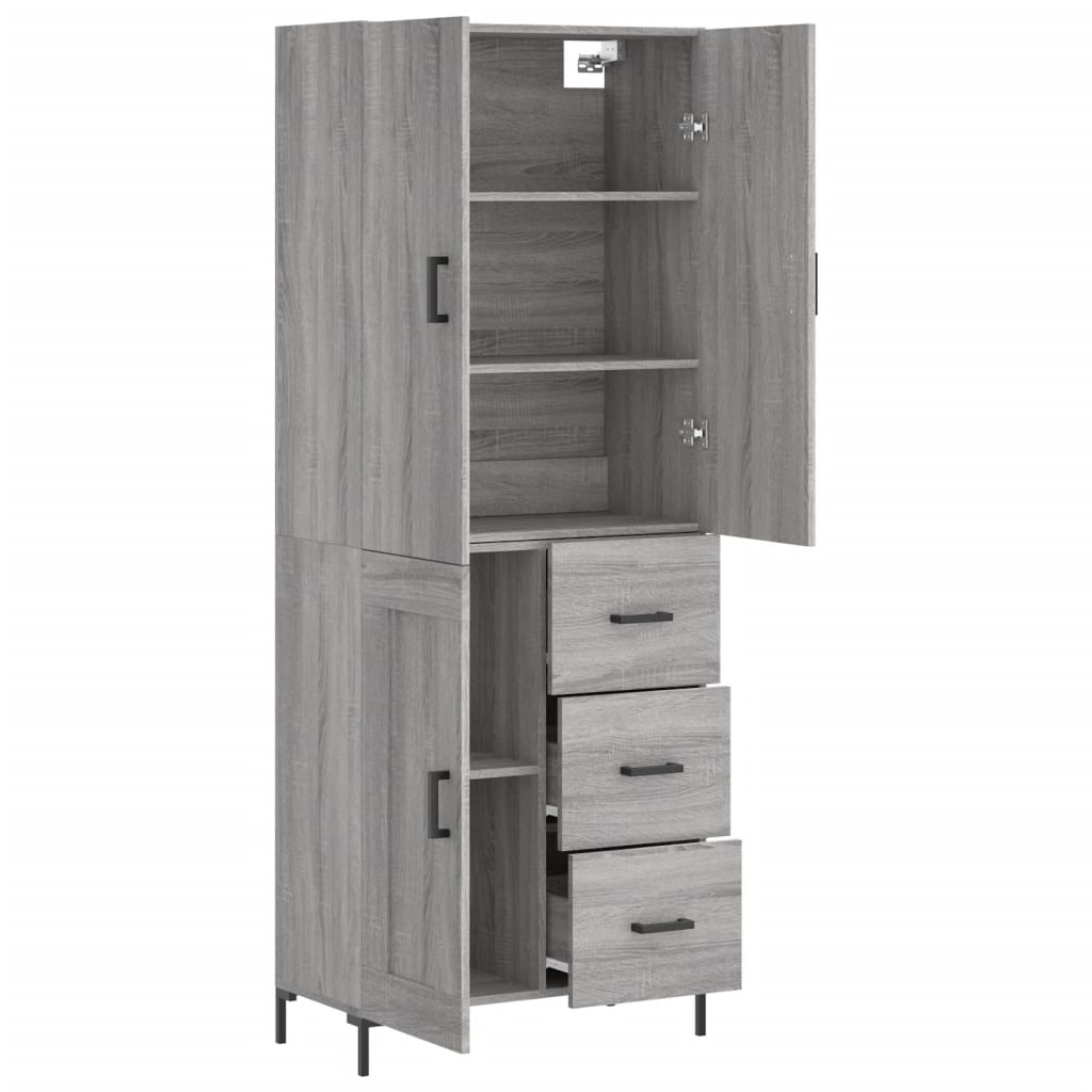 Skříň Highboard Šedá Sonoma 69,5 X 34 X 180 Cm Kompozitní Dřevo
