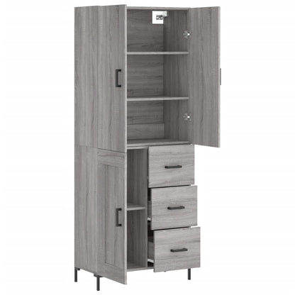 Skříň Highboard Šedá Sonoma 69,5 X 34 X 180 Cm Kompozitní Dřevo