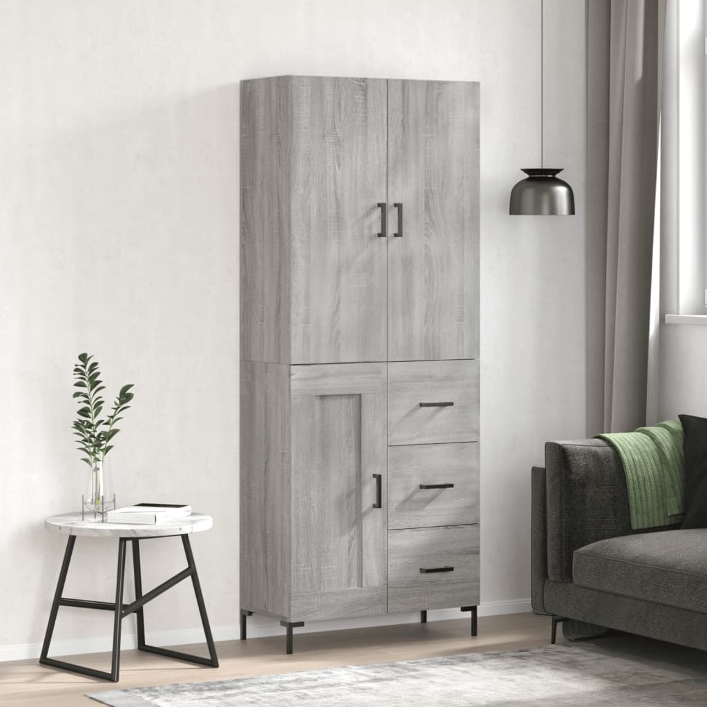 Skříň Highboard Šedá Sonoma 69,5 X 34 X 180 Cm Kompozitní Dřevo