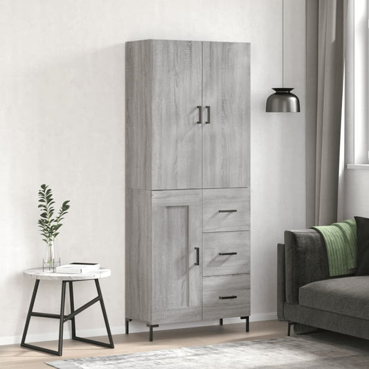 Skříň Highboard Šedá Sonoma 69,5 X 34 X 180 Cm Kompozitní Dřevo