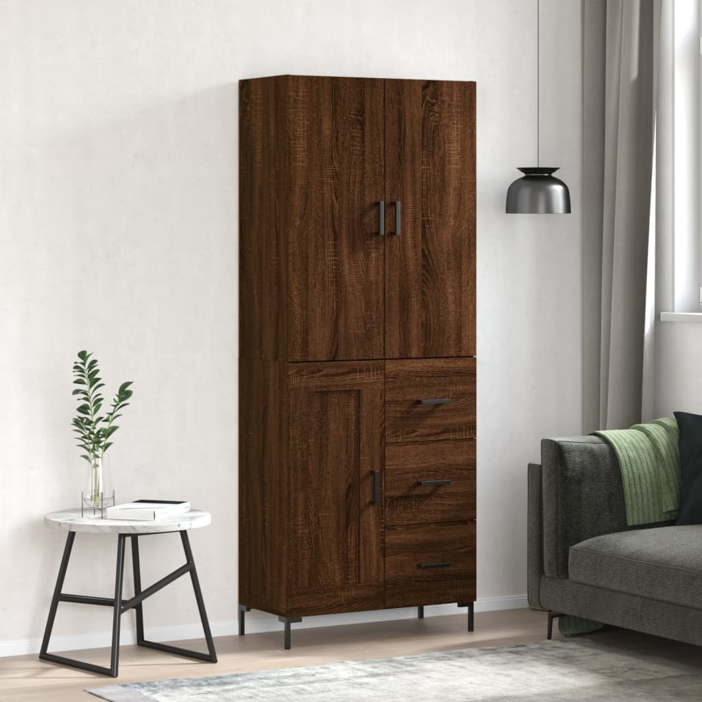 Skříň Highboard 69,5 X 34 X 180 Cm Kompozitní Dřevo