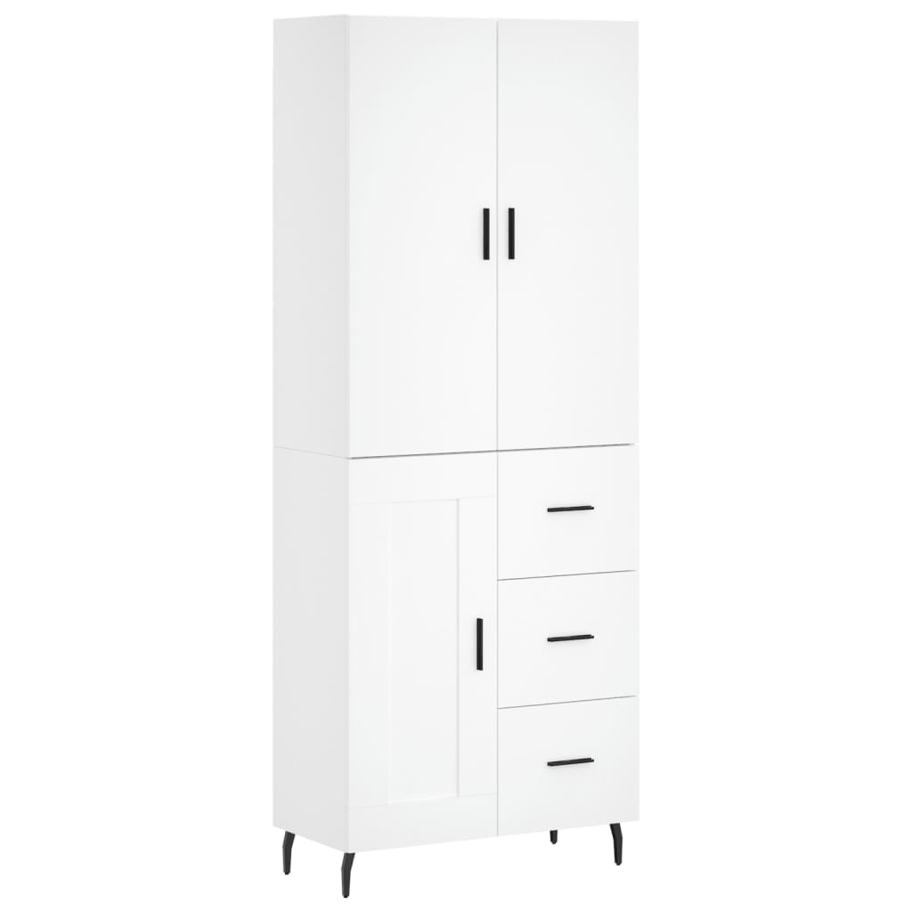 Skříň Highboard Bílá 69,5 X 34 X 180 Cm Kompozitní Dřevo