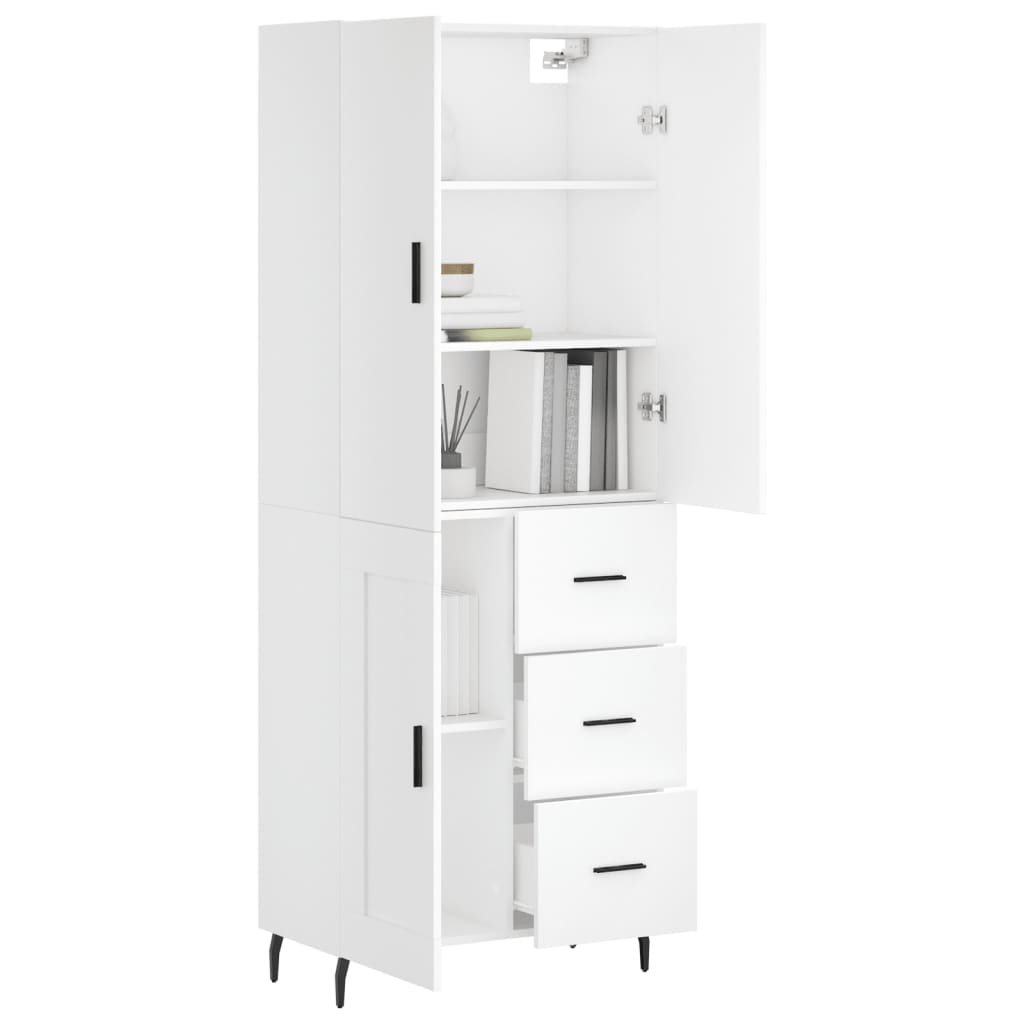 Skříň Highboard Bílá 69,5 X 34 X 180 Cm Kompozitní Dřevo