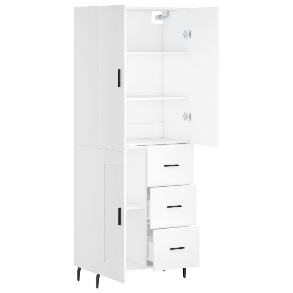 Skříň Highboard Bílá 69,5 X 34 X 180 Cm Kompozitní Dřevo