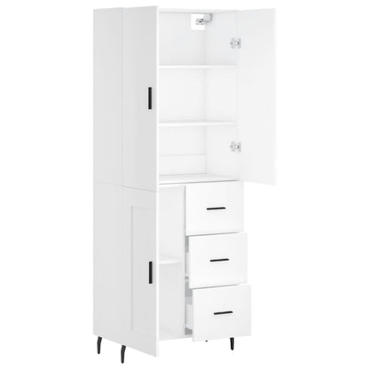Skříň Highboard Bílá 69,5 X 34 X 180 Cm Kompozitní Dřevo