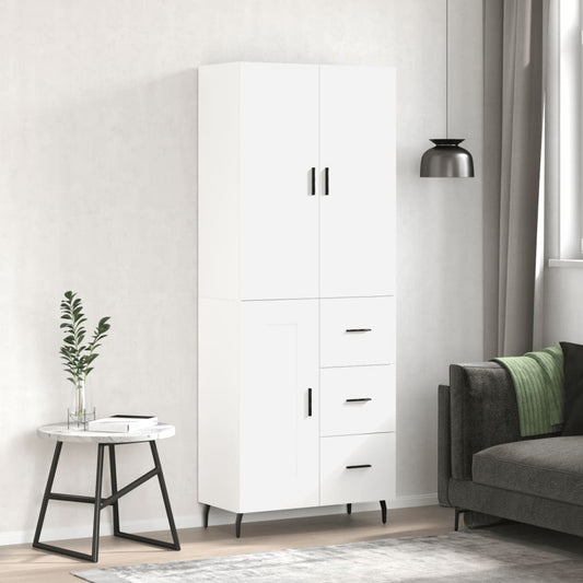 Skříň Highboard Bílá 69,5 X 34 X 180 Cm Kompozitní Dřevo