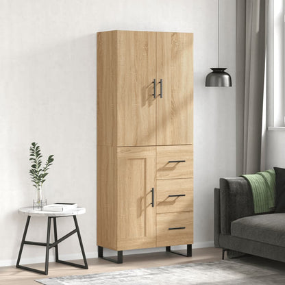 Skříň Highboard Betonově Šedá 69,5X34X180 Cm Kompozitní Dřevo