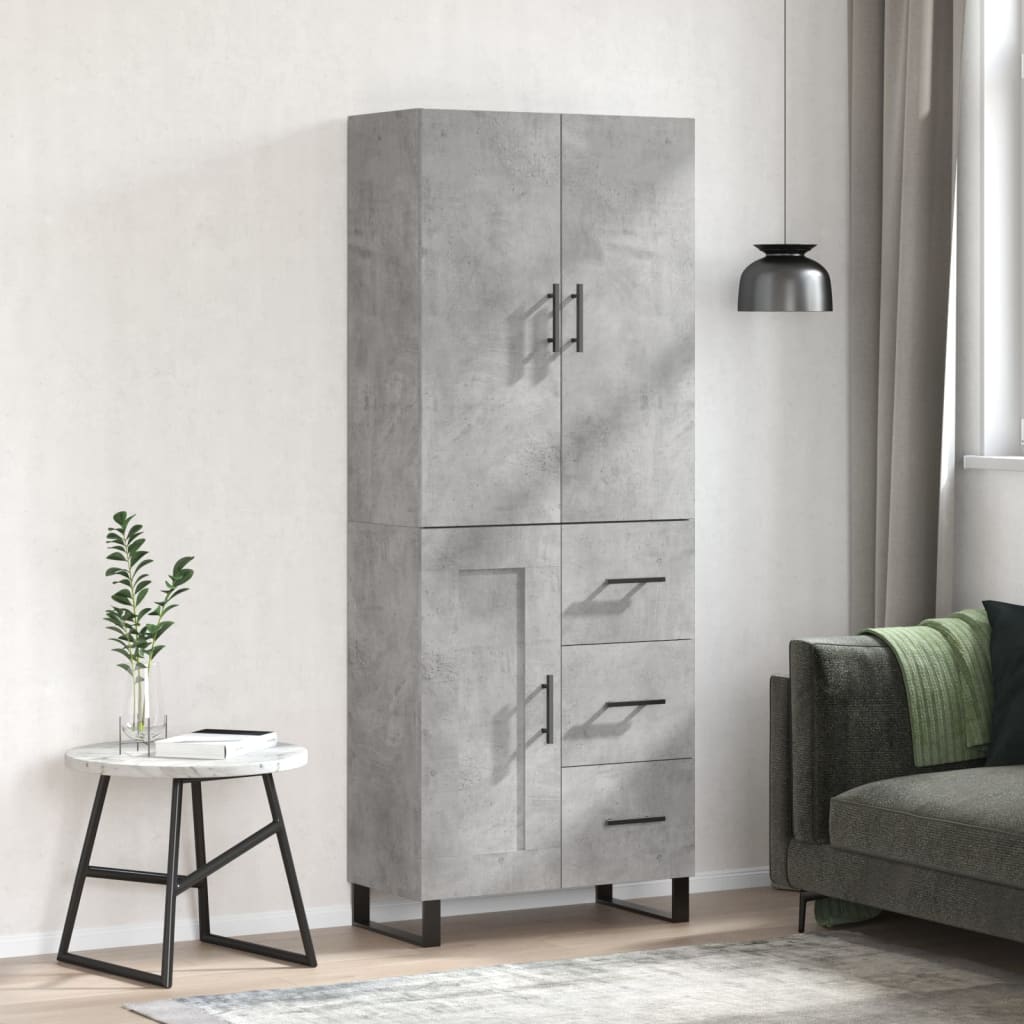Skříň Highboard Betonově Šedá 69,5X34X180 Cm Kompozitní Dřevo