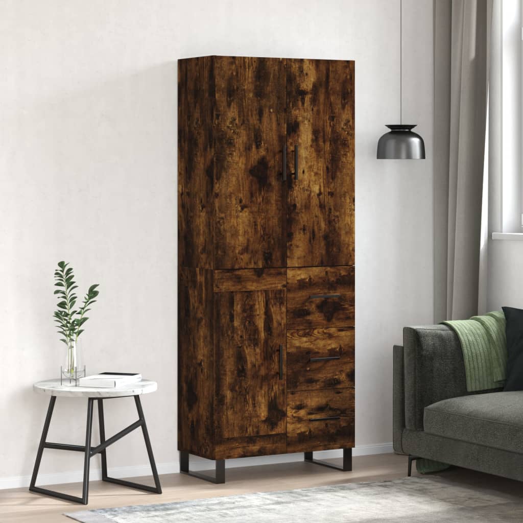 Skříň Highboard Betonově Šedá 69,5X34X180 Cm Kompozitní Dřevo