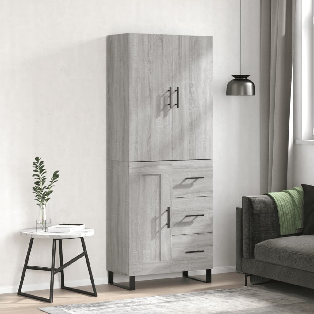 Skříň Highboard Betonově Šedá 69,5X34X180 Cm Kompozitní Dřevo