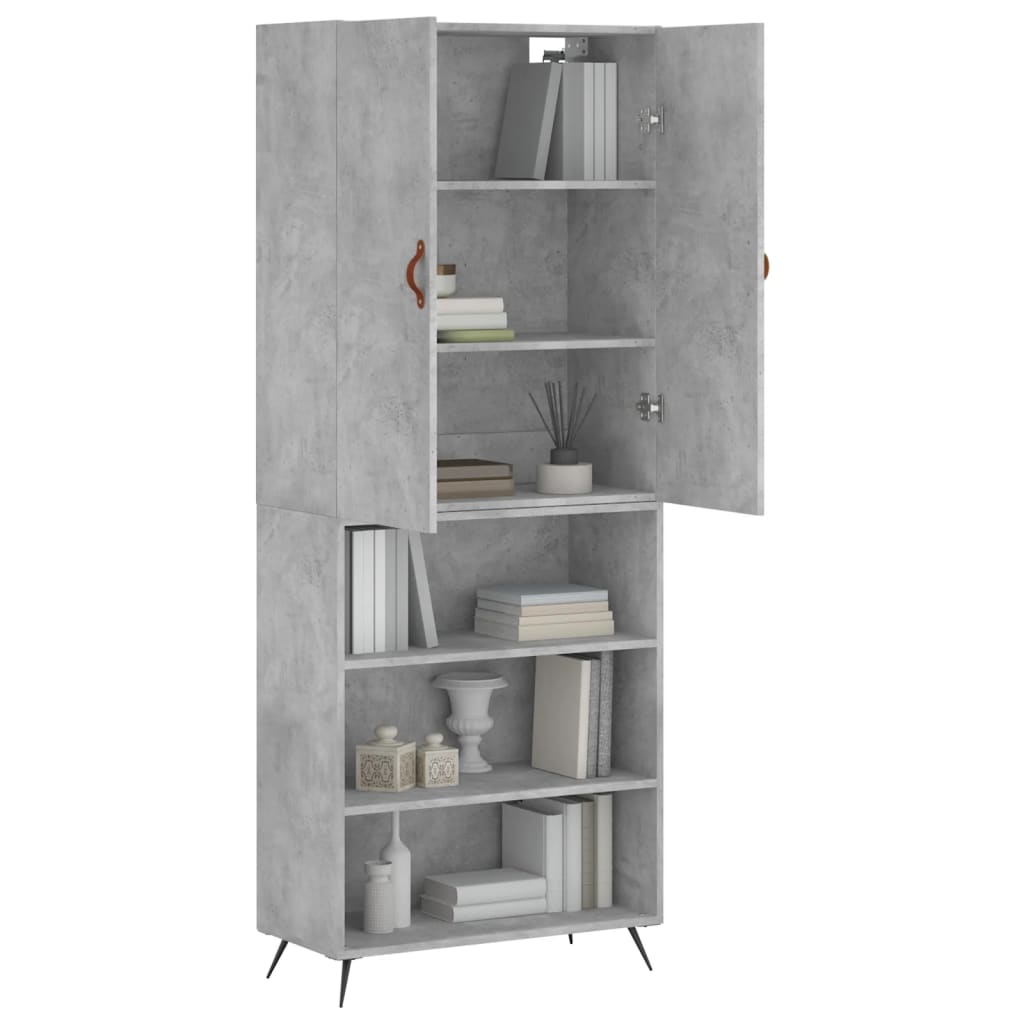 Skříň Highboard Betonově Šedá 69,5X34X180 Cm Kompozitní Dřevo