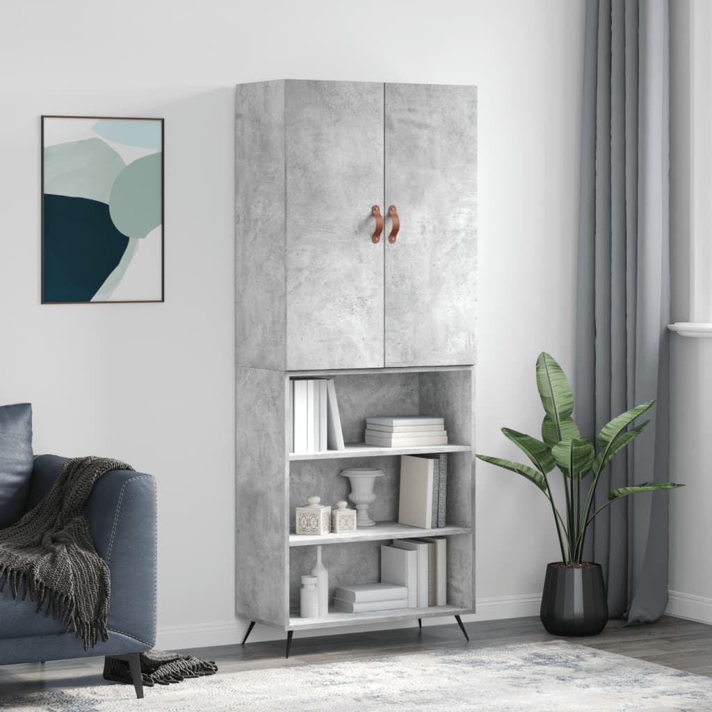 Skříň Highboard Betonově Šedá 69,5X34X180 Cm Kompozitní Dřevo