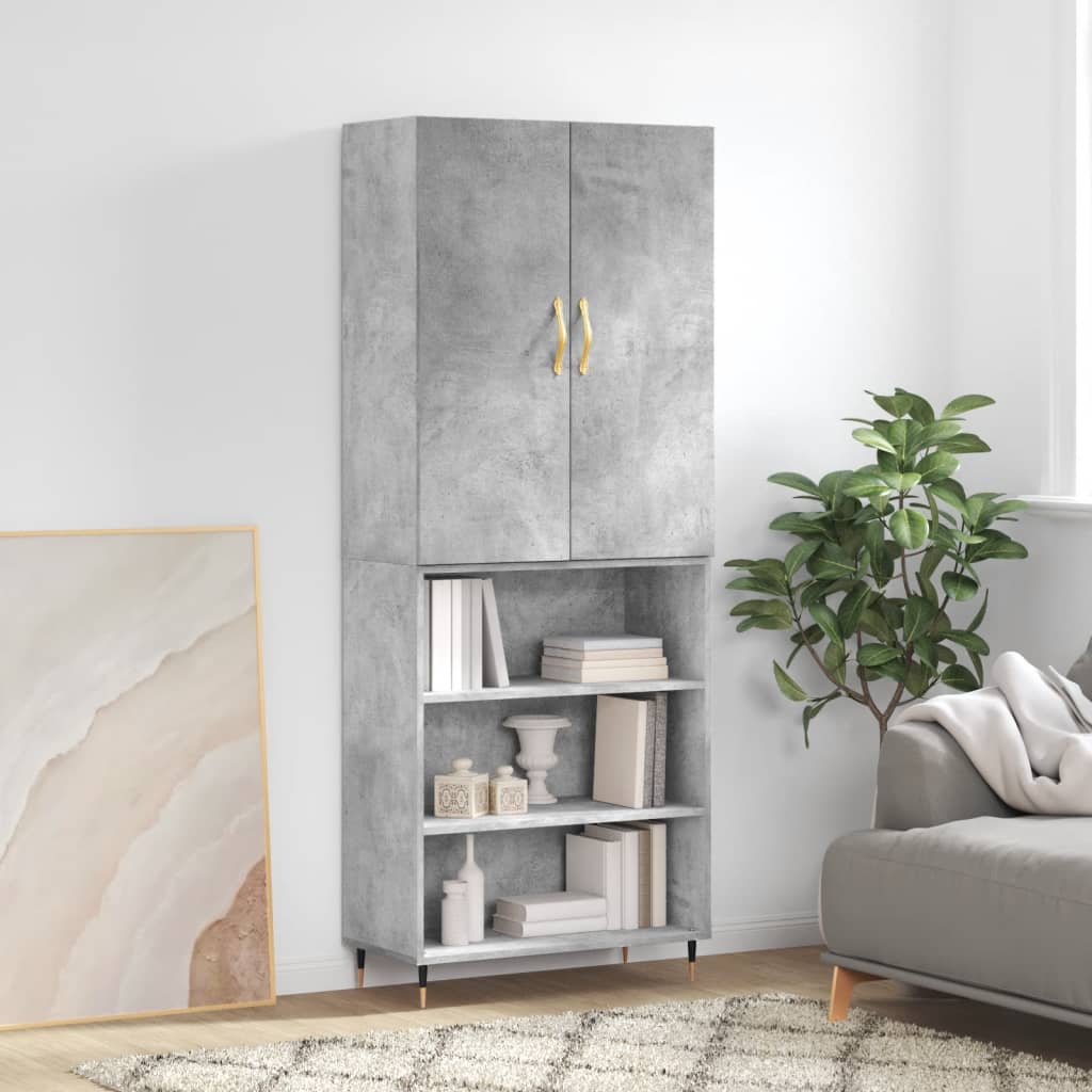 Skříň Highboard Šedá Sonoma 69,5 X 34 X 180 Cm Kompozitní Dřevo