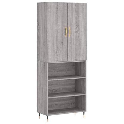 Skříň Highboard Šedá Sonoma 69,5 X 34 X 180 Cm Kompozitní Dřevo