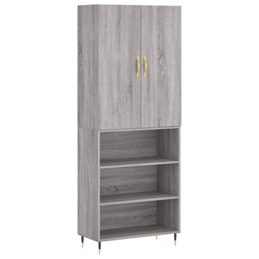 Skříň Highboard Šedá Sonoma 69,5 X 34 X 180 Cm Kompozitní Dřevo