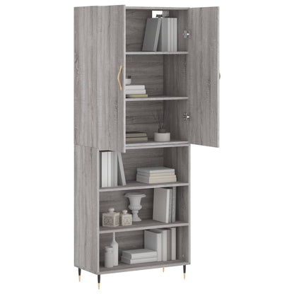 Skříň Highboard Šedá Sonoma 69,5 X 34 X 180 Cm Kompozitní Dřevo