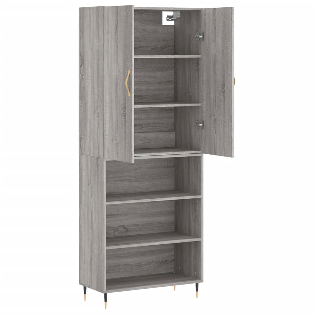 Skříň Highboard Šedá Sonoma 69,5 X 34 X 180 Cm Kompozitní Dřevo