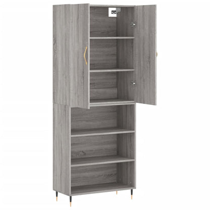 Skříň Highboard Šedá Sonoma 69,5 X 34 X 180 Cm Kompozitní Dřevo