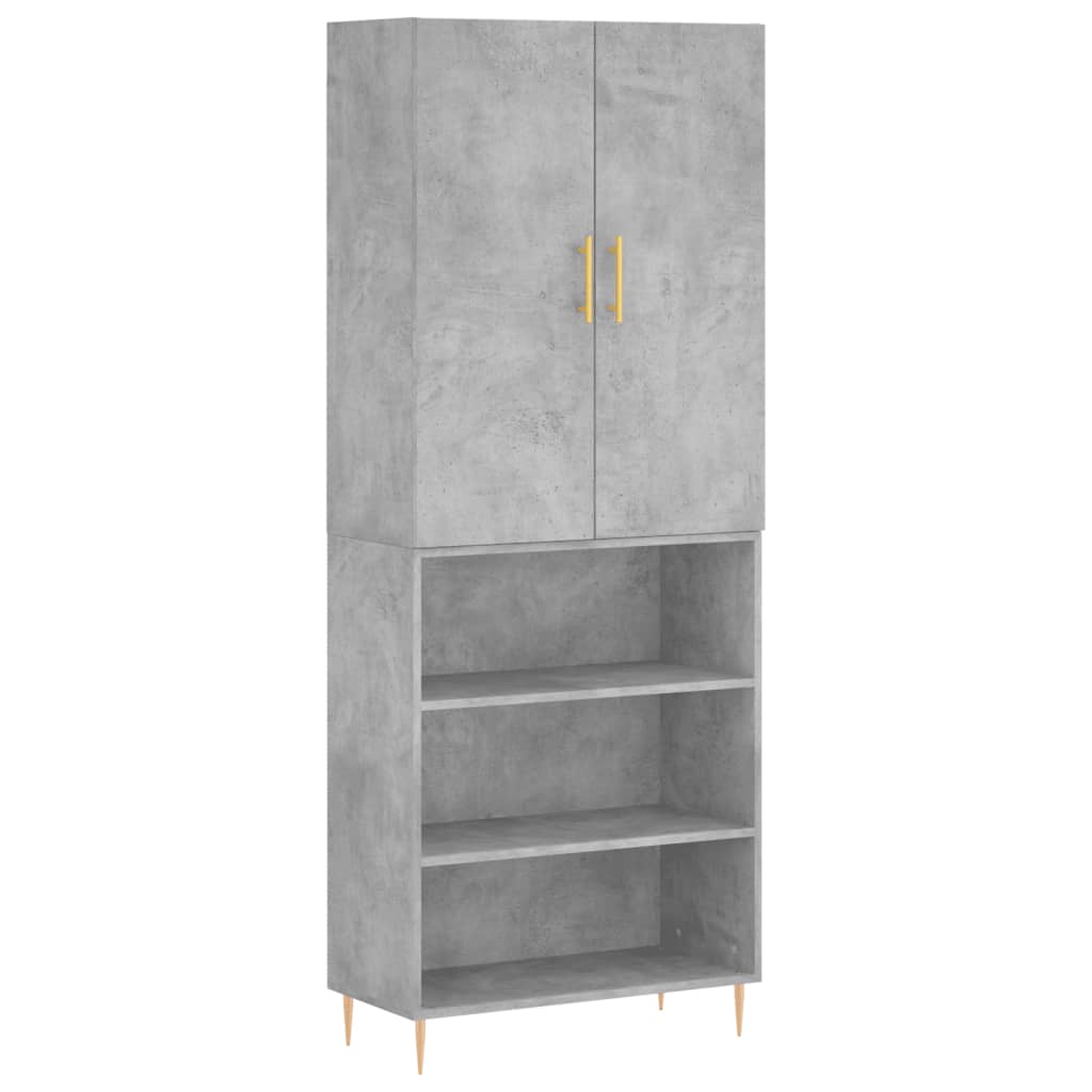 Skříň Highboard Betonově Šedá 69,5X34X180 Cm Kompozitní Dřevo