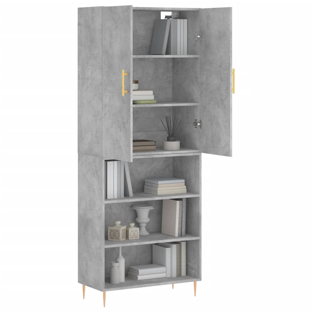 Skříň Highboard Betonově Šedá 69,5X34X180 Cm Kompozitní Dřevo
