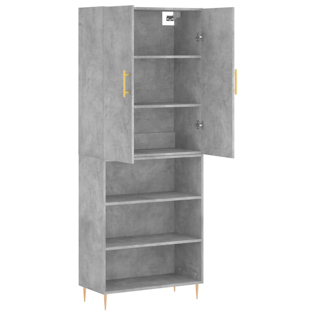 Skříň Highboard Betonově Šedá 69,5X34X180 Cm Kompozitní Dřevo