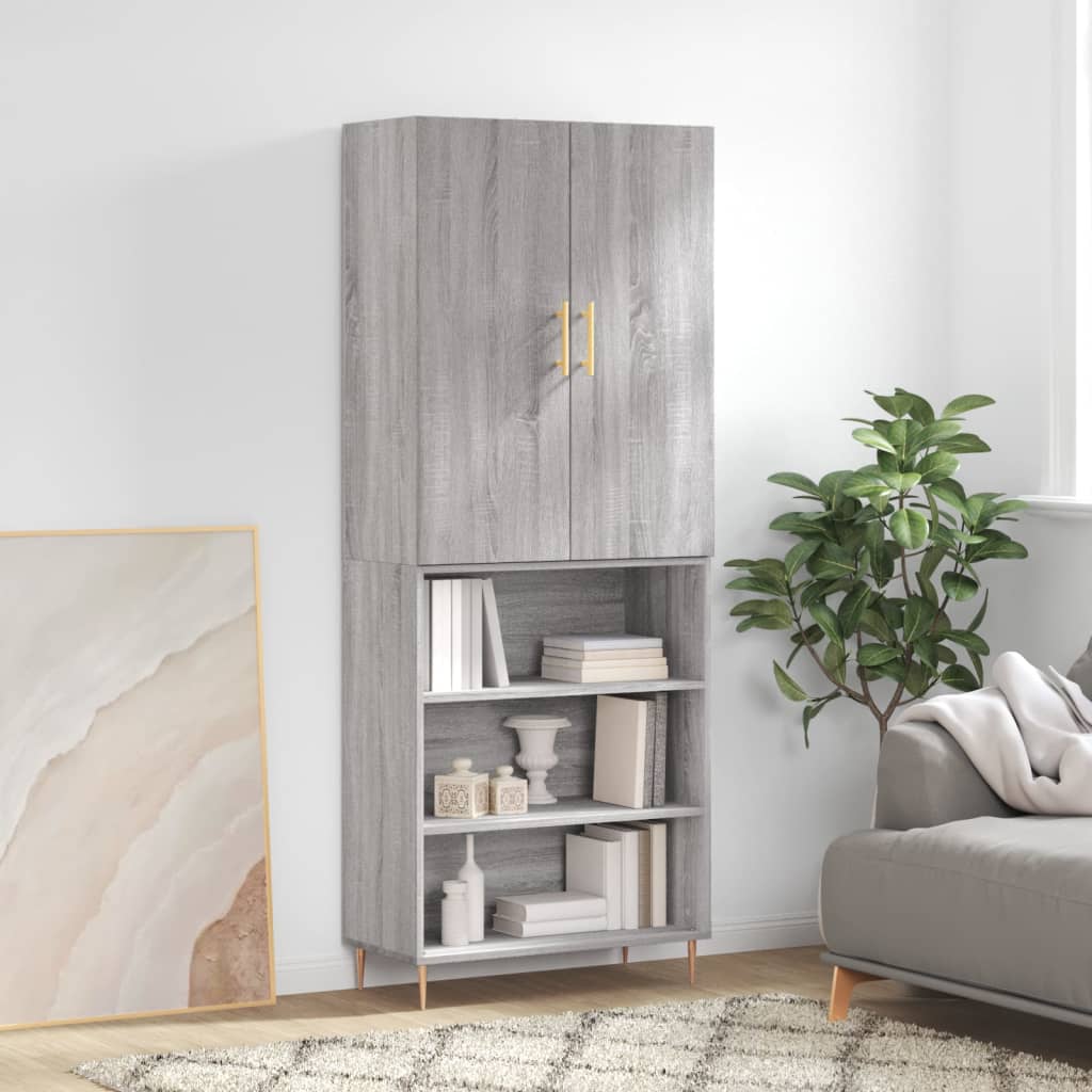 Skříň Highboard Betonově Šedá 69,5X34X180 Cm Kompozitní Dřevo