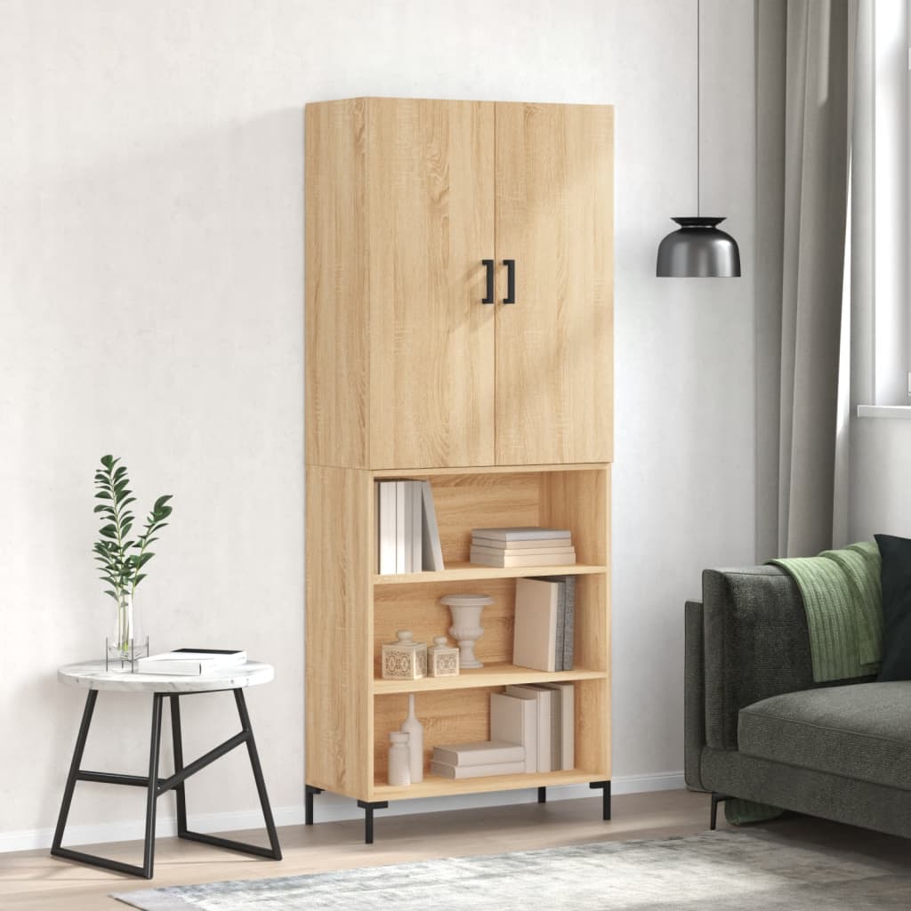 Skříň Highboard 69,5 X 34 X 180 Cm Kompozitní Dřevo