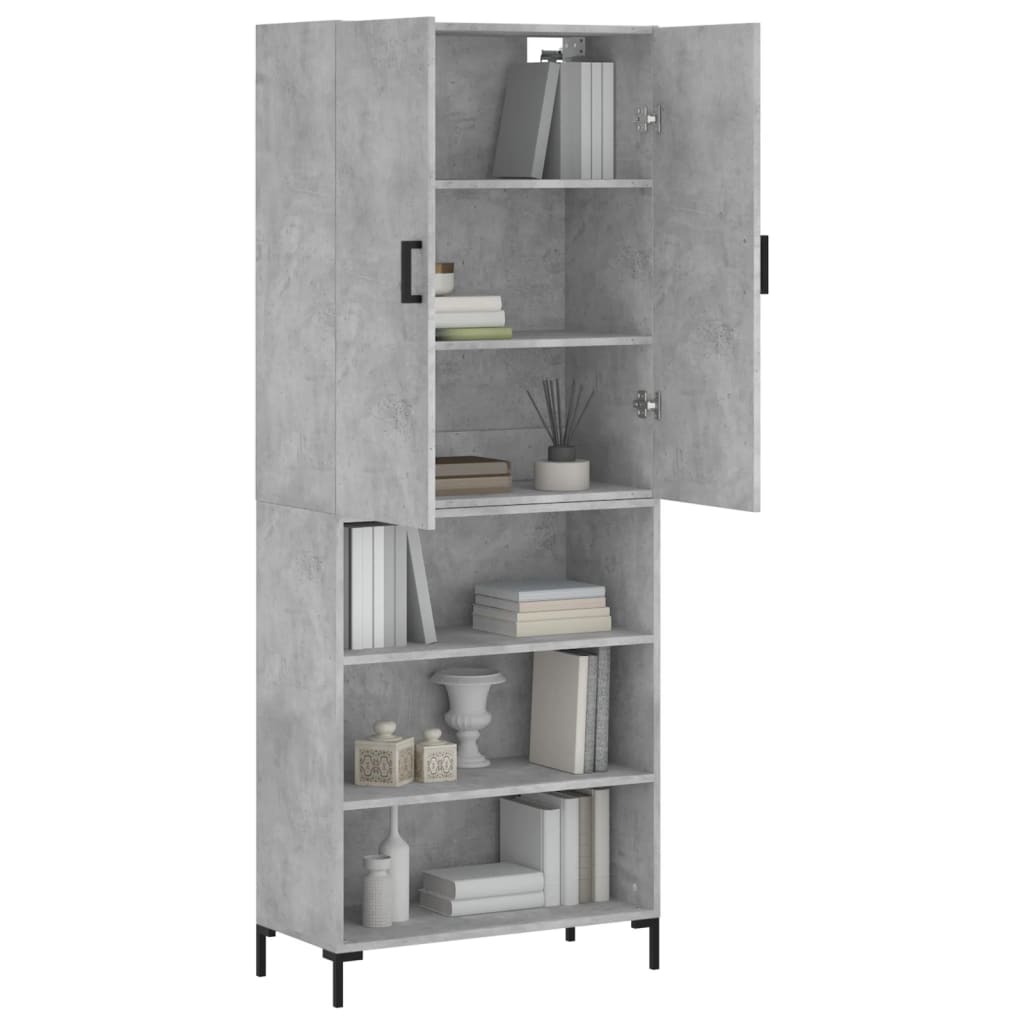 Skříň Highboard Betonově Šedá 69,5X34X180 Cm Kompozitní Dřevo