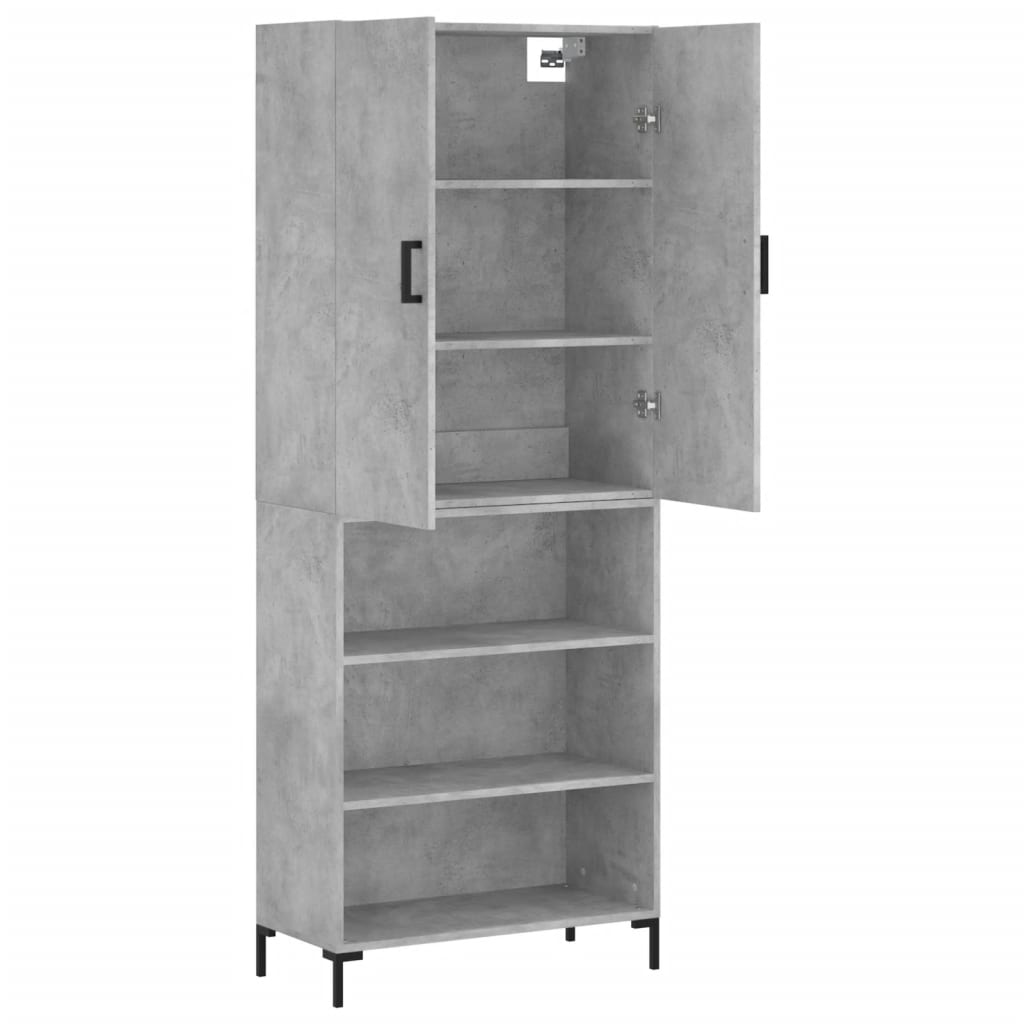 Skříň Highboard Betonově Šedá 69,5X34X180 Cm Kompozitní Dřevo