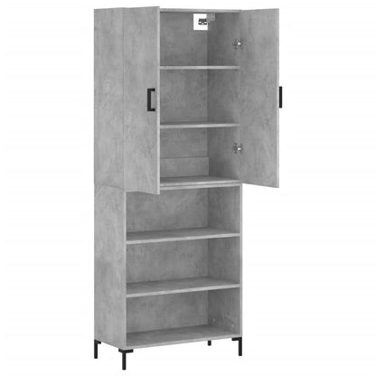 Skříň Highboard Betonově Šedá 69,5X34X180 Cm Kompozitní Dřevo