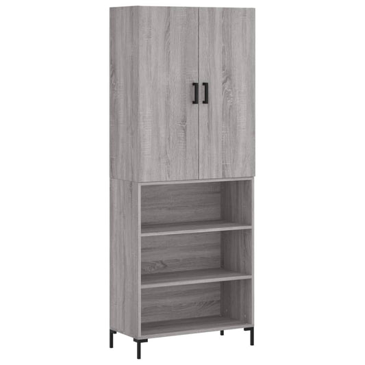 Skříň Highboard Šedá Sonoma 69,5 X 34 X 180 Cm Kompozitní Dřevo
