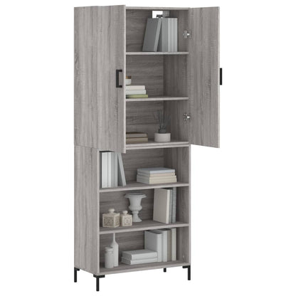 Skříň Highboard Šedá Sonoma 69,5 X 34 X 180 Cm Kompozitní Dřevo