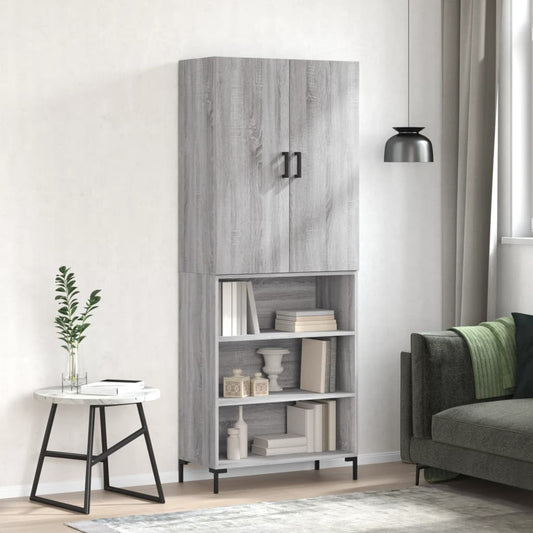 Skříň Highboard Šedá Sonoma 69,5 X 34 X 180 Cm Kompozitní Dřevo