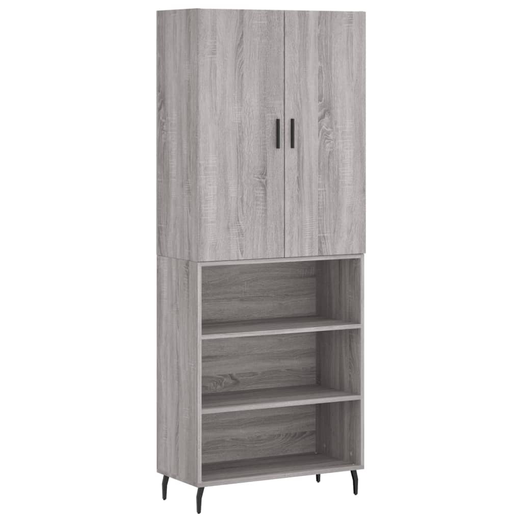 Skříň Highboard Šedá Sonoma 69,5 X 34 X 180 Cm Kompozitní Dřevo