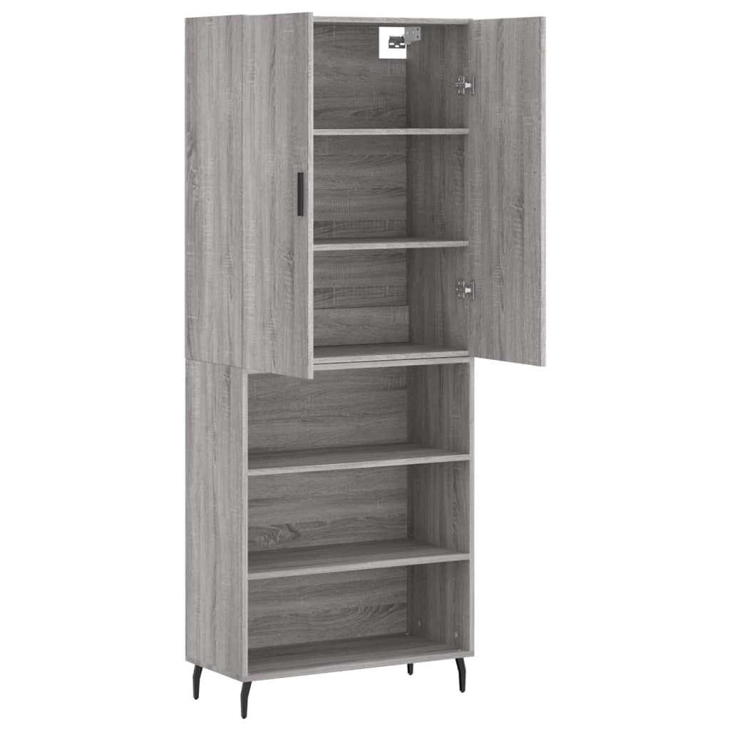Skříň Highboard Šedá Sonoma 69,5 X 34 X 180 Cm Kompozitní Dřevo
