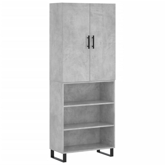 Skříň Highboard Betonově Šedá 69,5X34X180 Cm Kompozitní Dřevo
