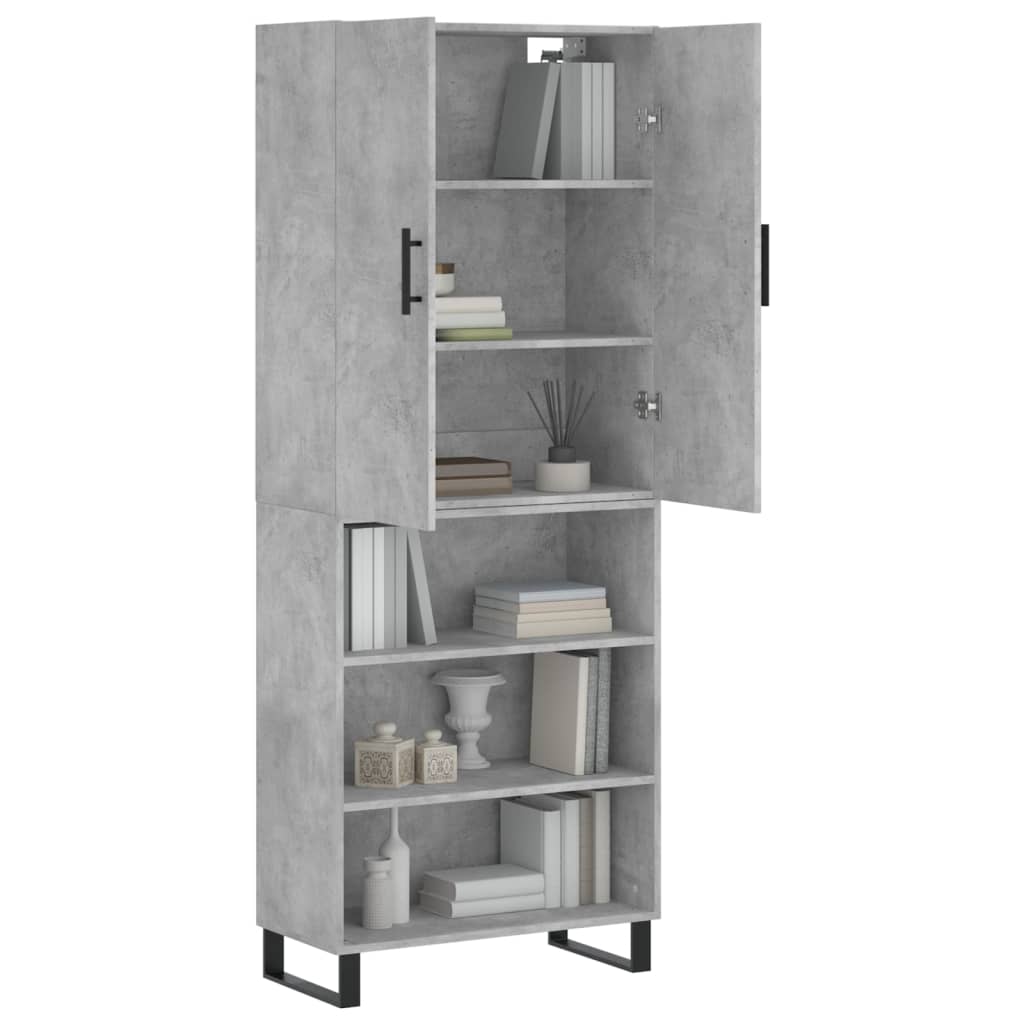 Skříň Highboard Betonově Šedá 69,5X34X180 Cm Kompozitní Dřevo