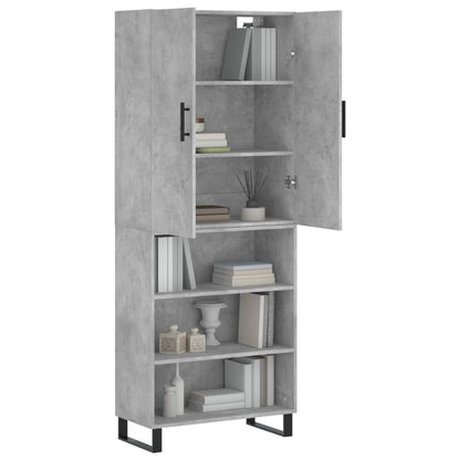 Skříň Highboard Betonově Šedá 69,5X34X180 Cm Kompozitní Dřevo