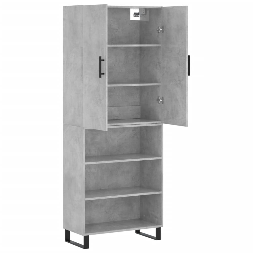 Skříň Highboard Betonově Šedá 69,5X34X180 Cm Kompozitní Dřevo