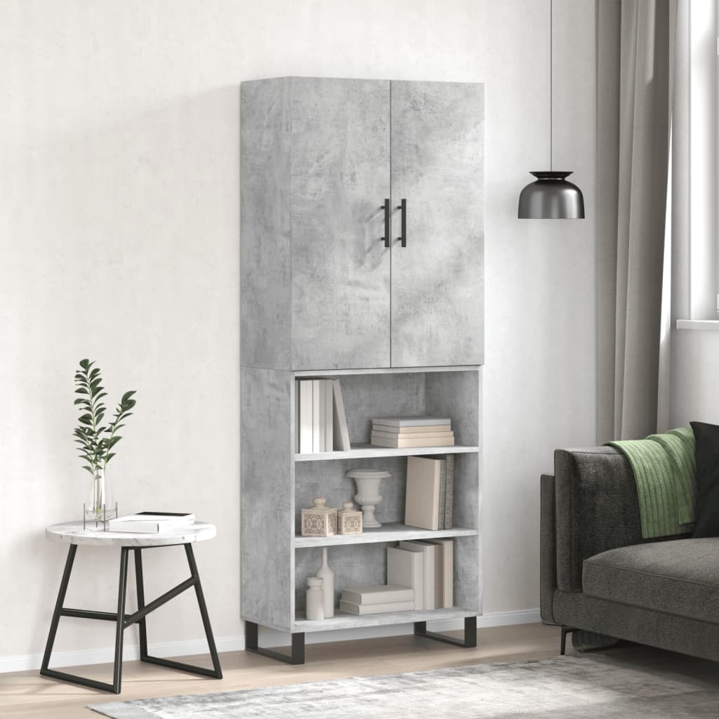 Skříň Highboard Betonově Šedá 69,5X34X180 Cm Kompozitní Dřevo