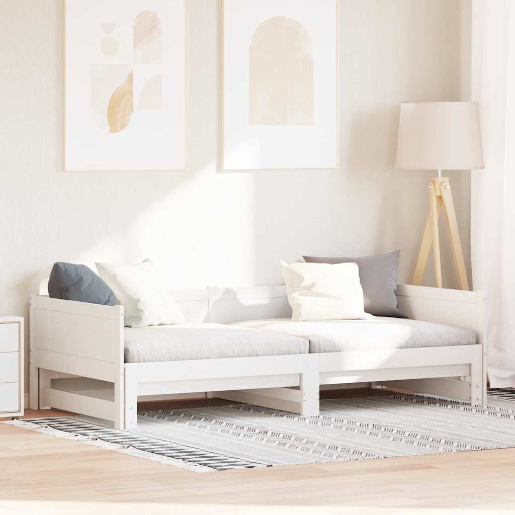 Vytahovací Denní Postel Bílá 203,5 X 184 X 56,5 Cm