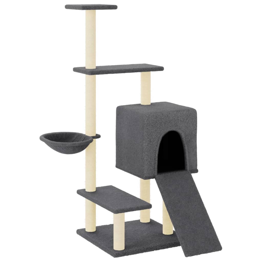 Škrabadlo Pro Kočky Se Sisalovými Sloupky Tmavě Šedé 130,5 Cm