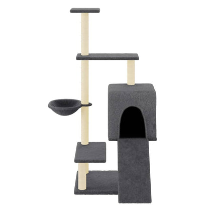Škrabadlo Pro Kočky Se Sisalovými Sloupky Tmavě Šedé 130,5 Cm