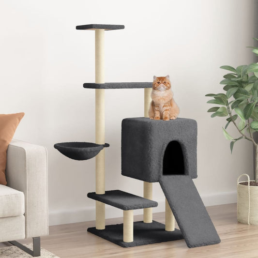 Škrabadlo Pro Kočky Se Sisalovými Sloupky Tmavě Šedé 130,5 Cm