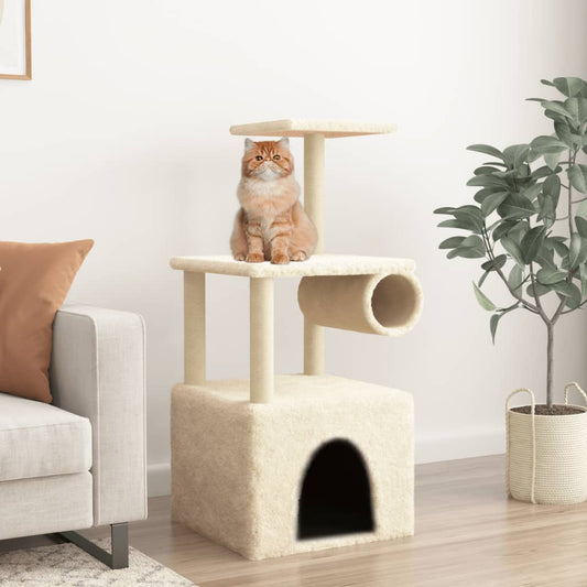 Škrabadlo Pro Kočky Se Sisalovými Sloupky Krémové 109,5 Cm