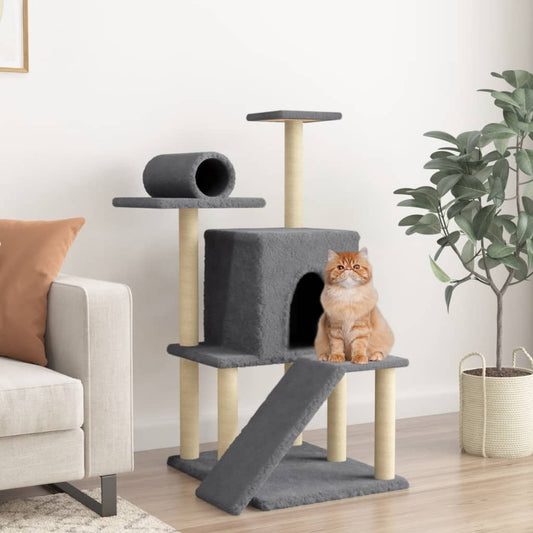 Škrabadlo Pro Kočky Se Sisalovými Sloupky Tmavě Šedé 110,5 Cm