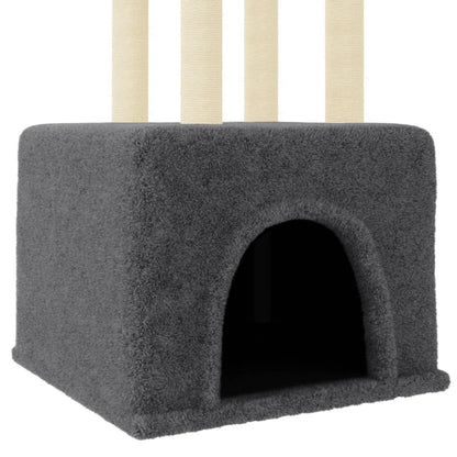 Škrabadlo Pro Kočky Se Sisalovými Sloupky Tmavě Šedé 133,5 Cm
