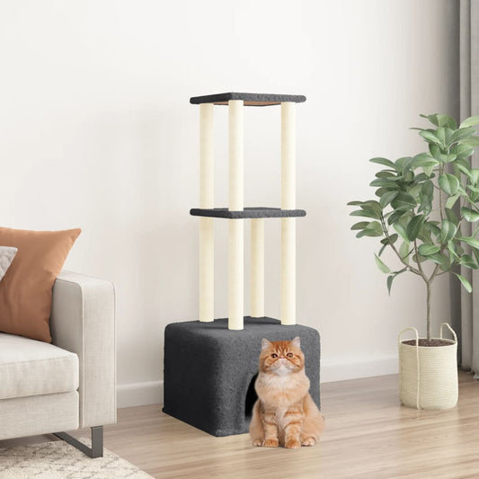 Škrabadlo Pro Kočky Se Sisalovými Sloupky Tmavě Šedé 133,5 Cm