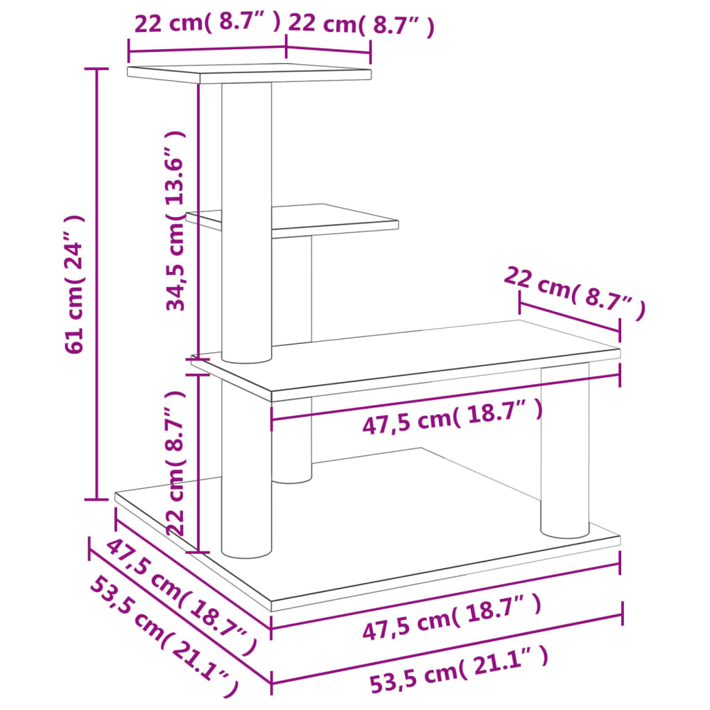 Škrabadlo Pro Kočky Se Sisalovými Sloupky Světle Šedé 61 Cm