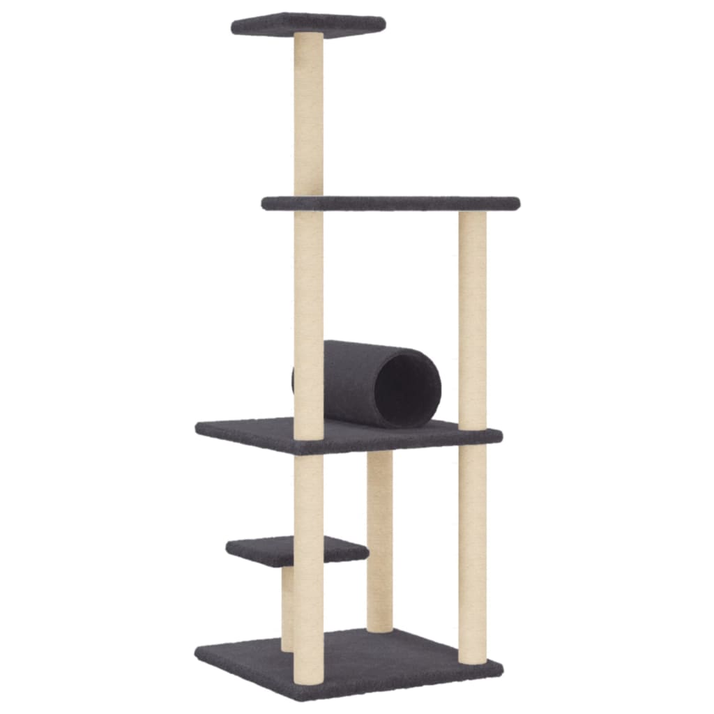 Škrabadlo Pro Kočky Se Sisalovými Sloupky Tmavě Šedé 136 Cm